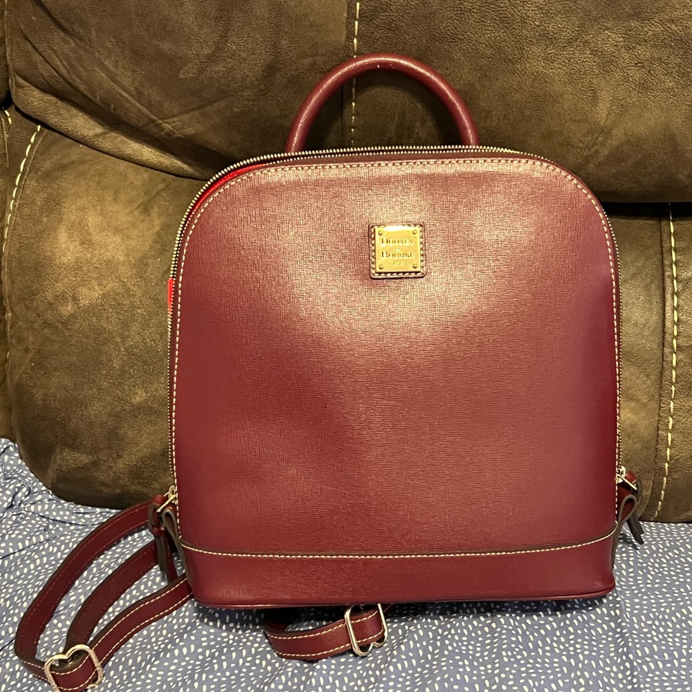 Dooney and Burke Saffiano leather backpack in Maroon